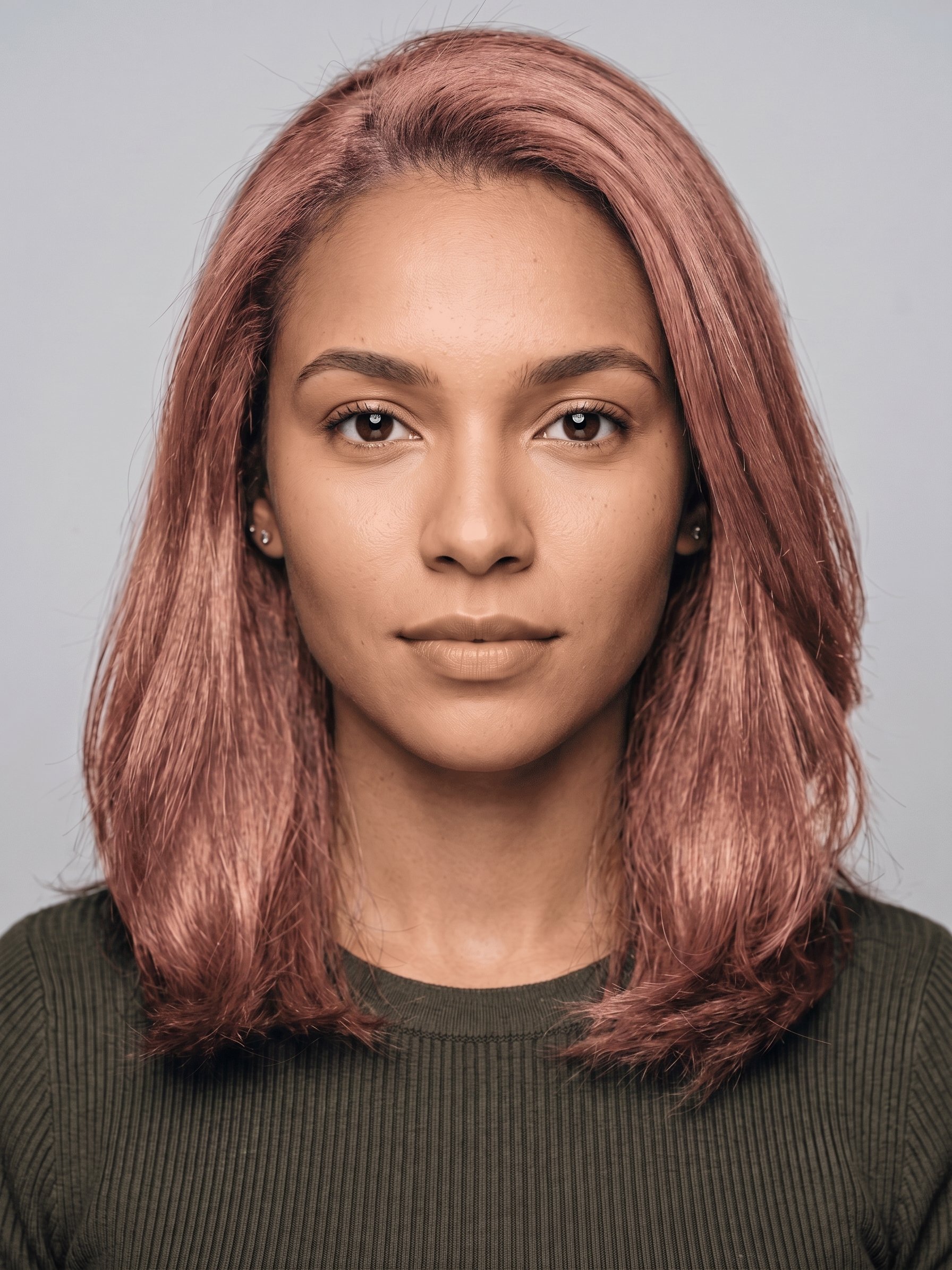 Modelo testando cores de cabelo
