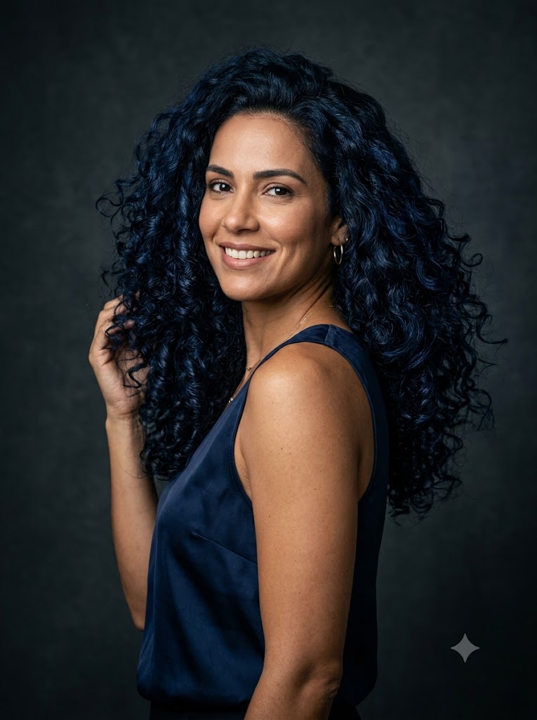 Cabelo na cor Preto azulado