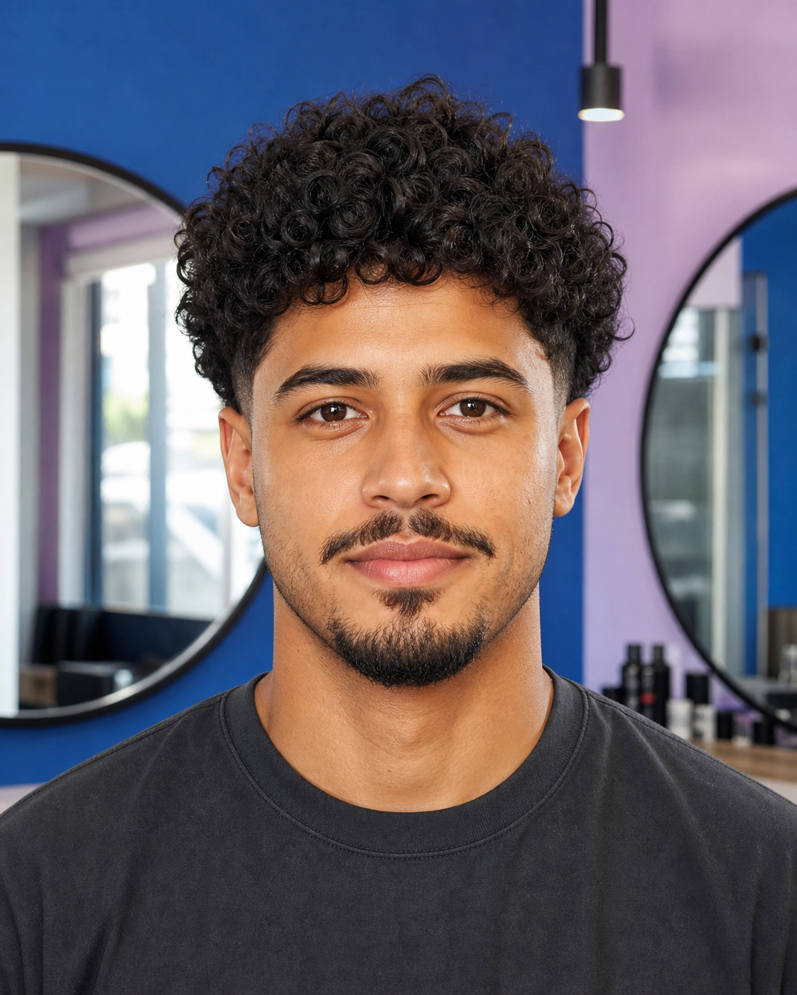 Taper cacheado em pessoa brasileira, exemplo de corte para curvatura 3b