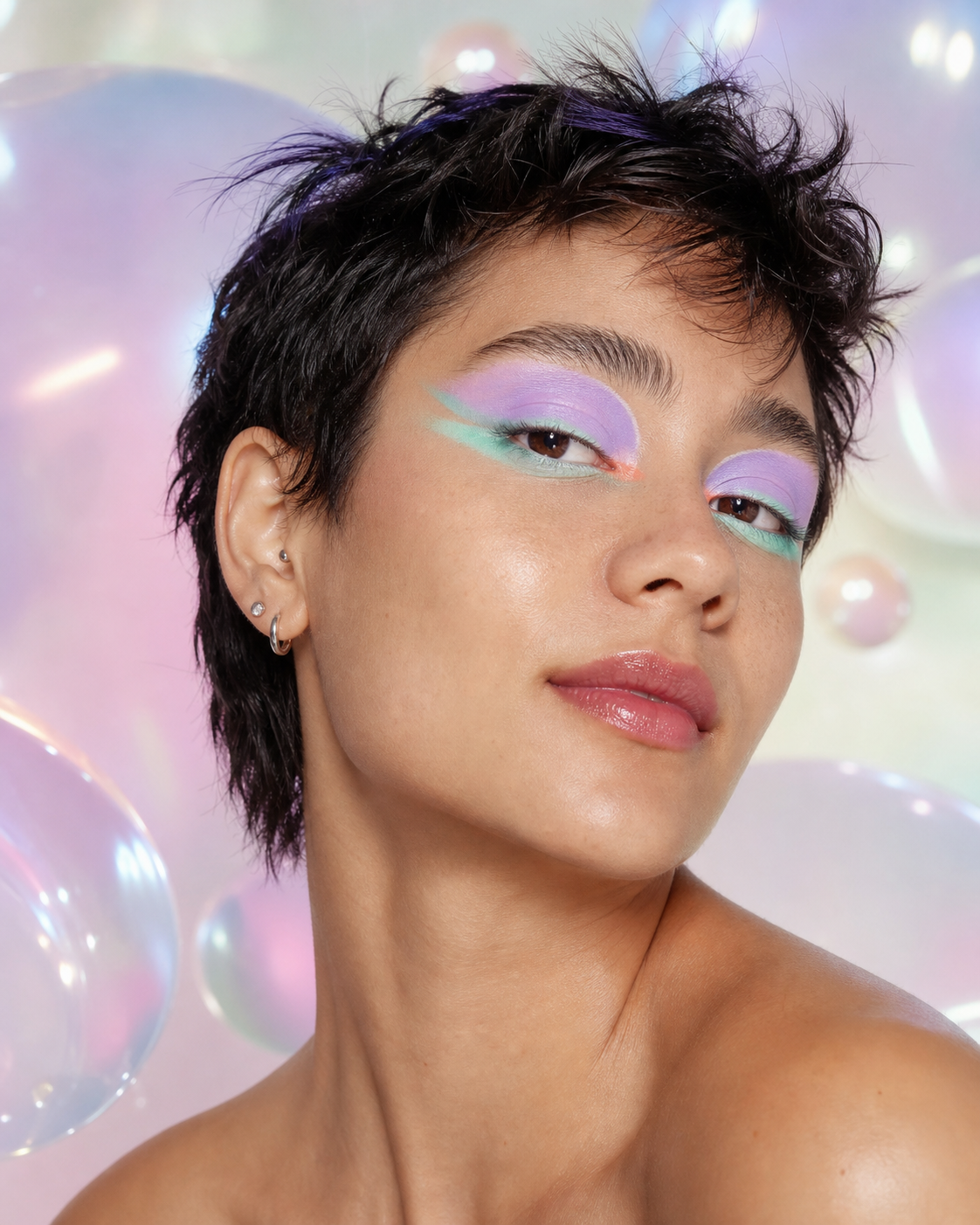 Maquiagem Color pop aplicada em um rosto real